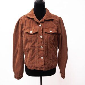 Y2K Style GAP Cropped Trucker Jacket Women S Brown Corduroy Boho Grunge Indie